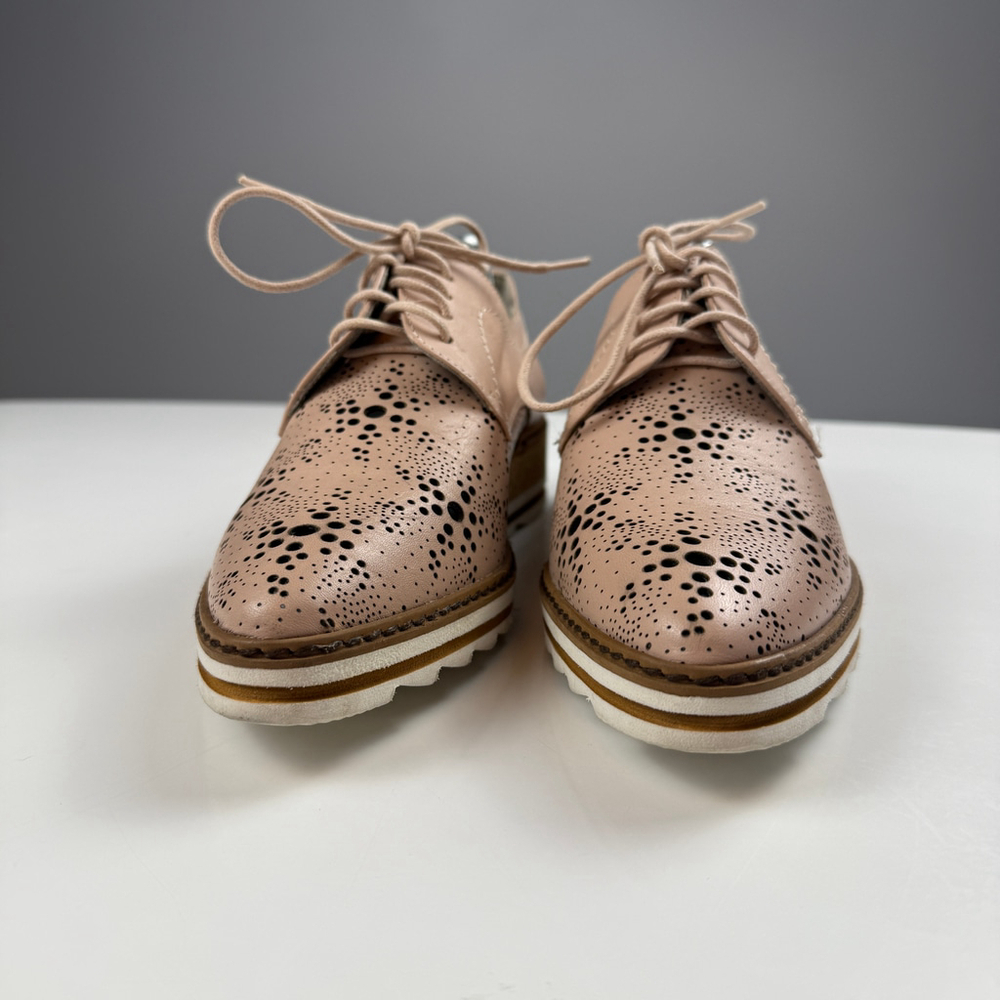 Dorking Fluchos Made in Spain Lace perforated wedge shoes pink size 6 EU 36 - Picture 4 of 11